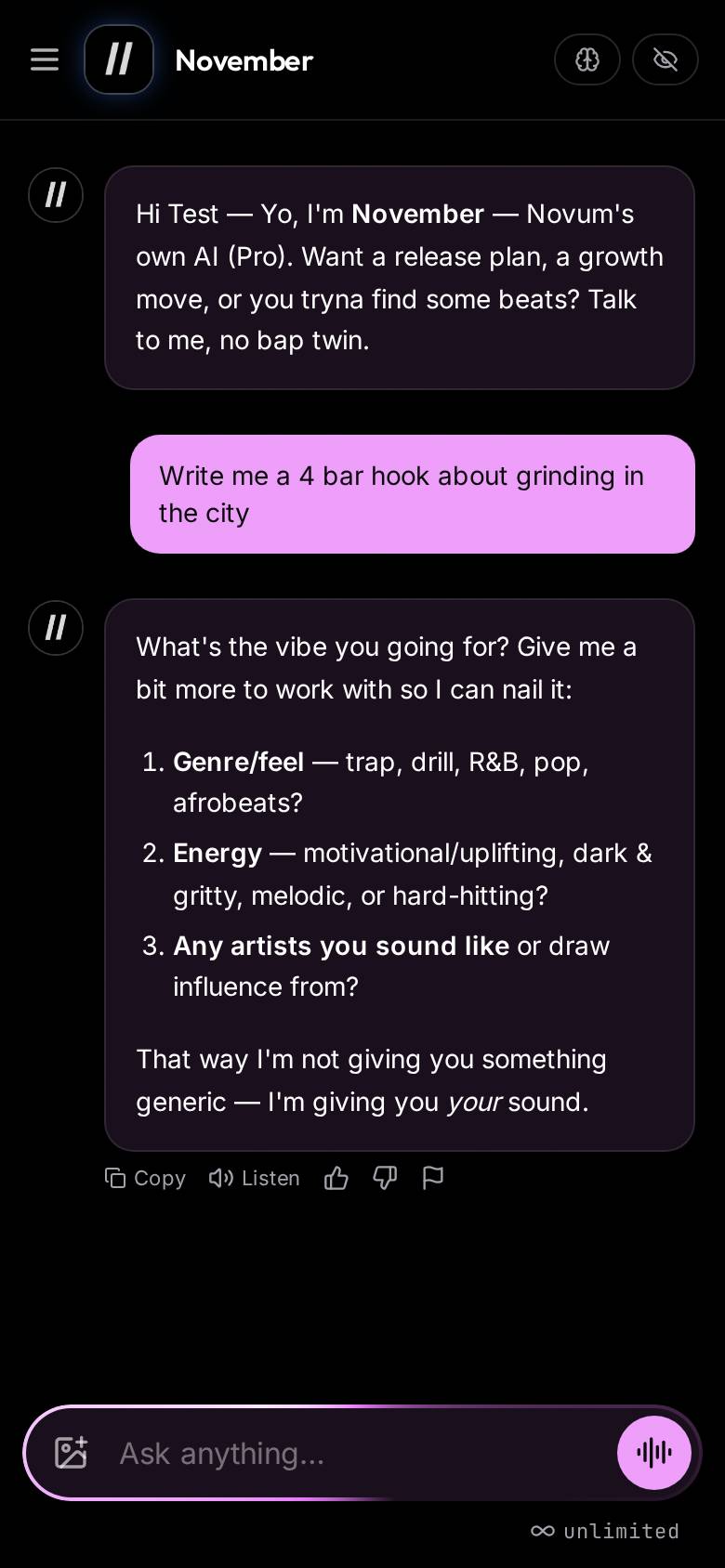 November AI on a phone